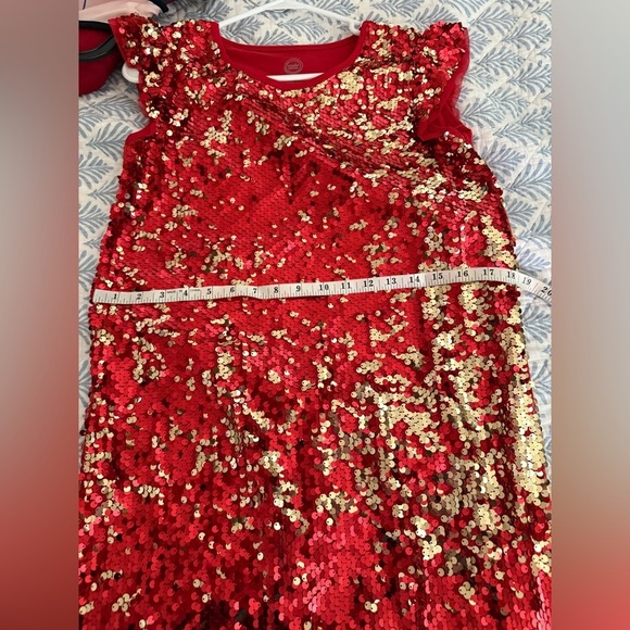 New Wonderkids Red and Gold Sequin Dress size XL or women small - Picture 9 of 9